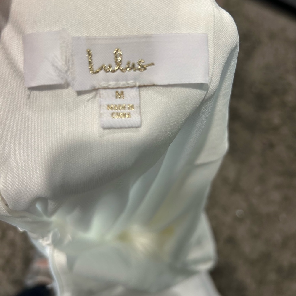 Lulus White Satin Halter Open Back Mermaid Wedding Dress M - Picture 2 of 4